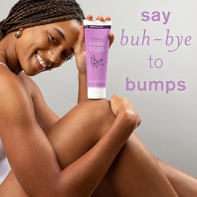 DERMAdoctor KP Bump Eraser Body Scrub with 10% AHAs + PHAs for Keratosis Pilaris, Dry, Rough, and Bumpy Skin, Dermatologist Formulated Exfoliating Body Scrub with Glycolic and Lactic acids - 8 Fl oz