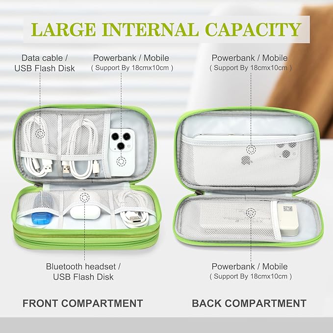 FYY Electronic Organizer, Travel Tech Pouch Bag, Medium, Green