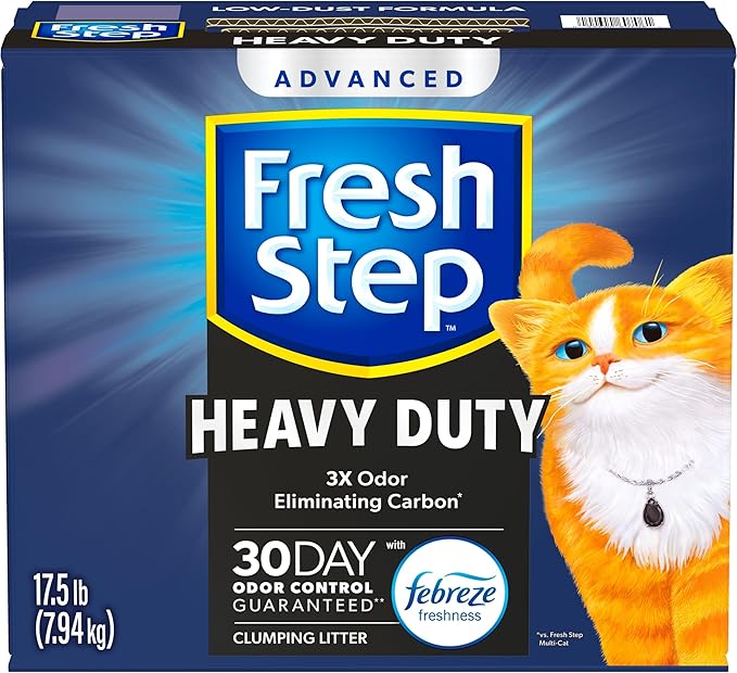 Fresh Step Heavy Duty Odor Block Advanced Multi Cat Clumping Litter with Febreze, 17.5 lb (Package May Vary)