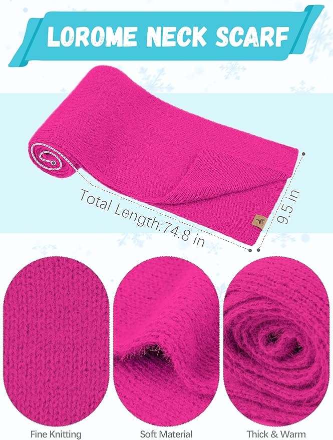 LOROME Winter Beanie Hat Gloves Scarf, Cashmere Hat Gloves Scarf Set Women