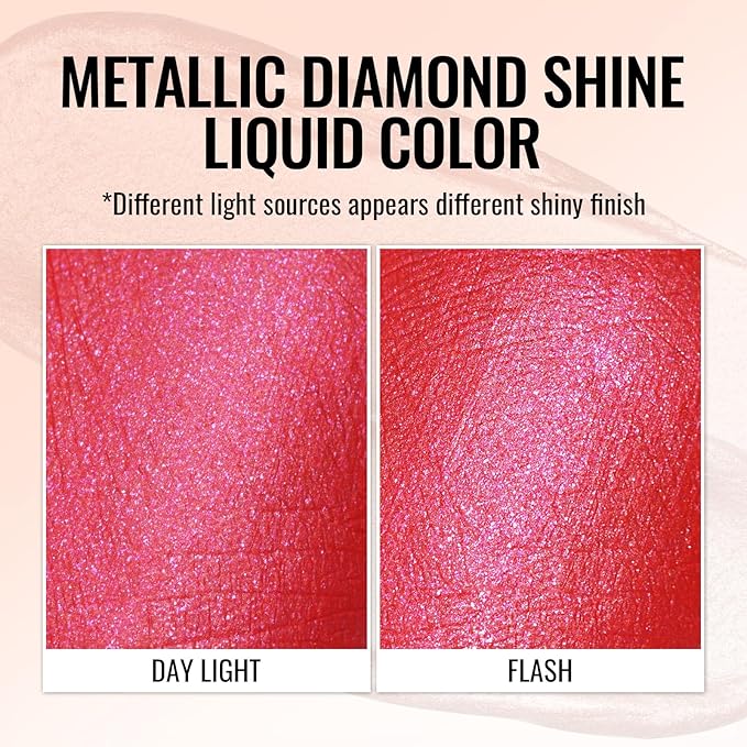 Oulac Red Lipsticks for Women Metallic Lipstick, Long Lasting Lip Gloss Waterproof, Glitter Lipstick, High Impact Lip Color, Transferproof, Vegan & Cruelty-Free Makeup MD07