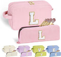 YOOLIFE Birthday Gifts for 4 5 6 7 8 9 10 11 12 13 14 Year Old Girls Initial Makeup Bag Cosmetic Bag for Girls Teens Daughter Sister Girlfriend, Preppy Trendy Stuff for Teen Girl Gifts Pink Letter L