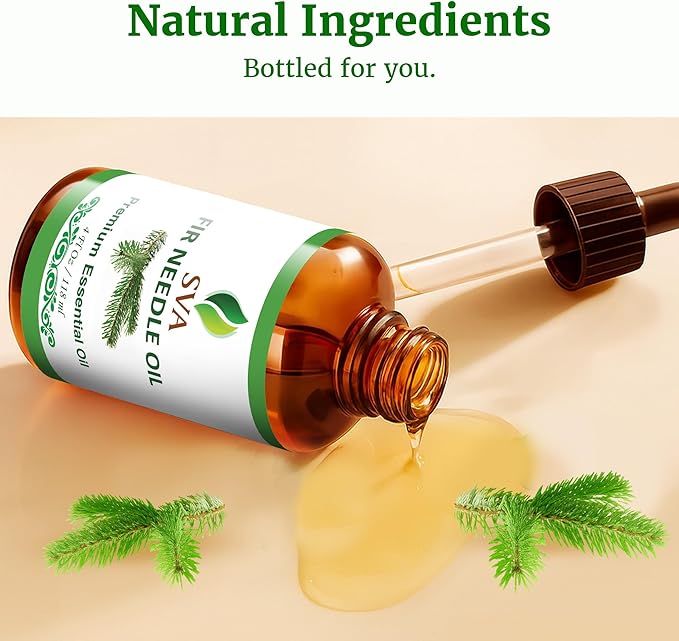 SVA Fir Needle Essential Oil, Glass Bottle with Dropper, 4 Fl Oz (118 ml)