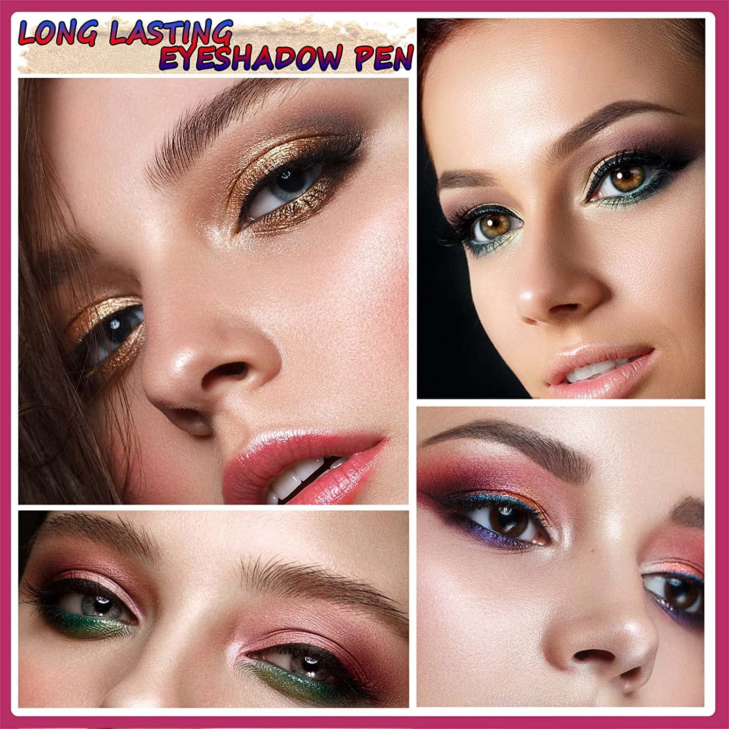 SAUBZEAN Eyeshadow Pencil Makeup, Waterproof Hypoallergenic Long Lasting Crayon, Highlighter Matte Cream Eye Shadow Stick, Glitter Primer Palette Shimmer Eyeliner Pen, Enthusiasm Matte