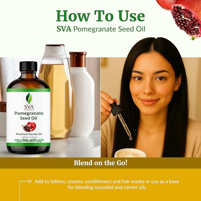 SVA Organic Pomegranate Seed Carrier Oil with Dropper, 4 Fl Oz (118 ml)