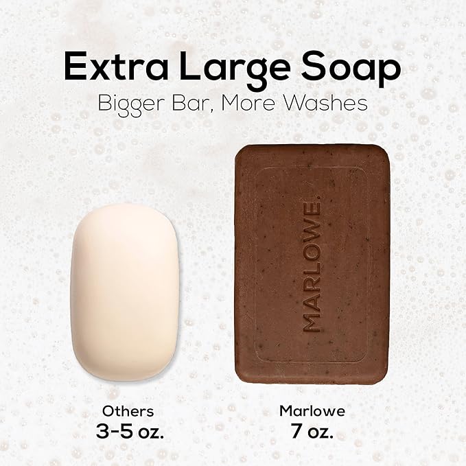 MARLOWE. Coffee Bar Soap, Exfoliating Body Scrub for Men, 7 oz (3 Bars)