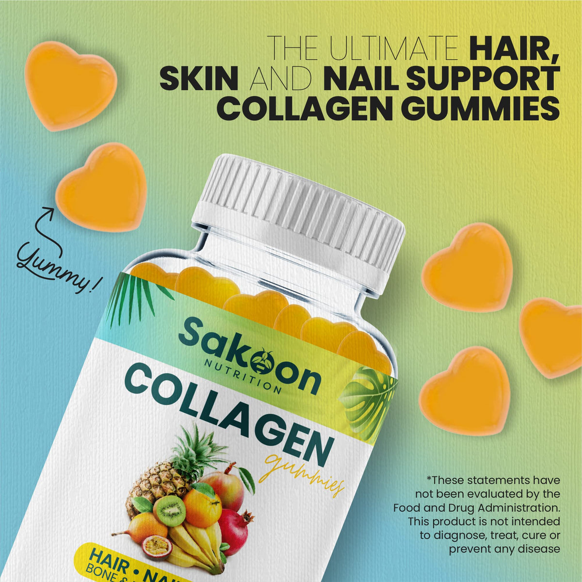 Halal Collagen Gummies for Hair, Skin & Nails - Peach Rings, 120 Count