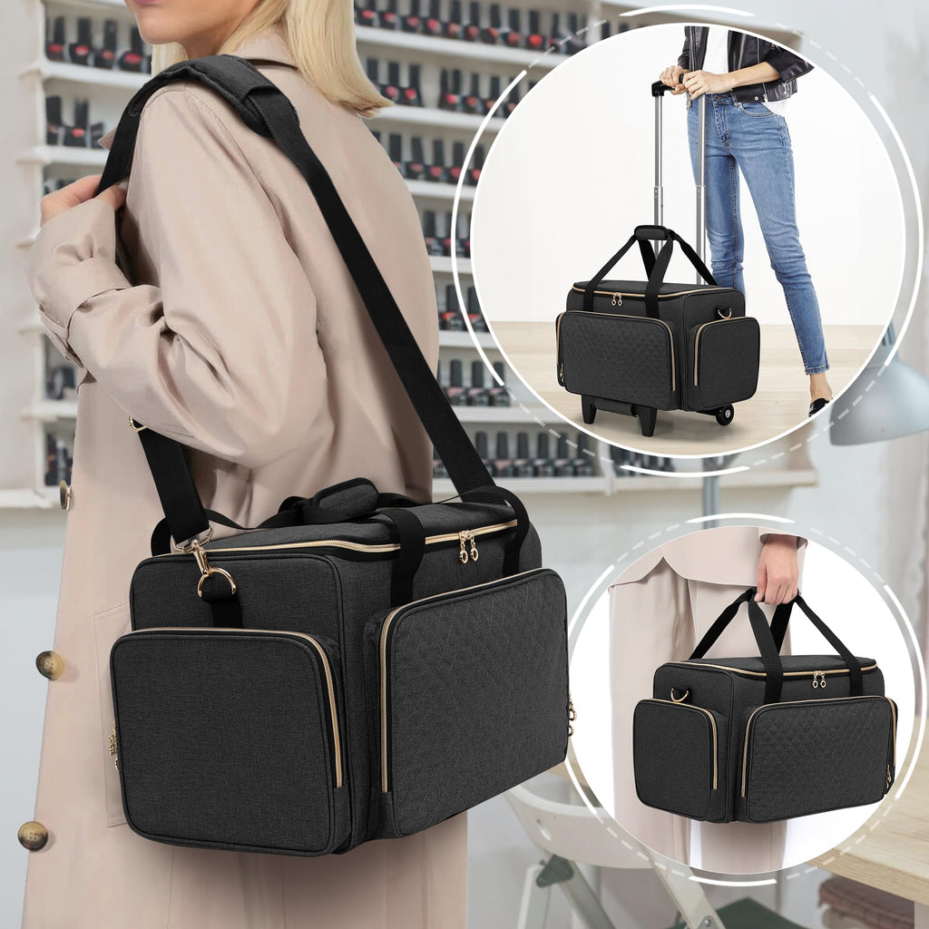 LUXJA Rolling Makeup Case with 3 Removable Makeup Bags and 1 Brush Holder