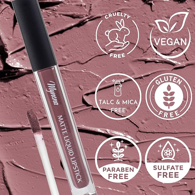 Mynena Hydrating Dusty Mauve Rose Matte Liquid Lipstick, Long Lasting - Eve