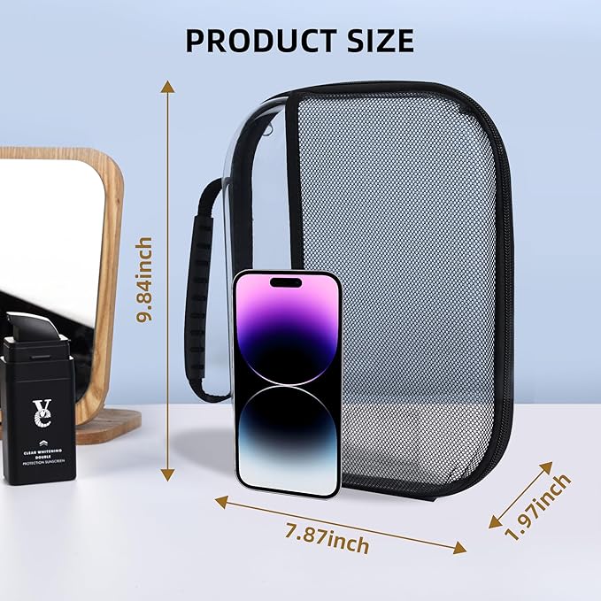 XULIONTS 3PCS Clear Hard Plastic Zipper Case, Portable Cosmetic Bag with Double Zipper, Waterproof Clear Toiletry Bag, Clear Hard Shell Zipper Case, Diaper Bag Organizing Pouches, Travel Toiletry Bag