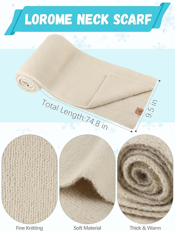 LOROME Winter Beanie Hat Gloves Scarf, Cashmere Hat Gloves Scarf Set Women