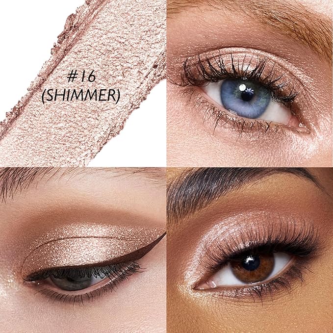 Wugbc Champagne Pink Shimmer Eyeshadow Stick, Waterproof Cream Eye Shadow Pencil Long-Lasting Crease-Proof Glitter Eyeshadow Crayon Smooth High Pigmented Highlighter Neutral Eye Shadow Liner Makeup