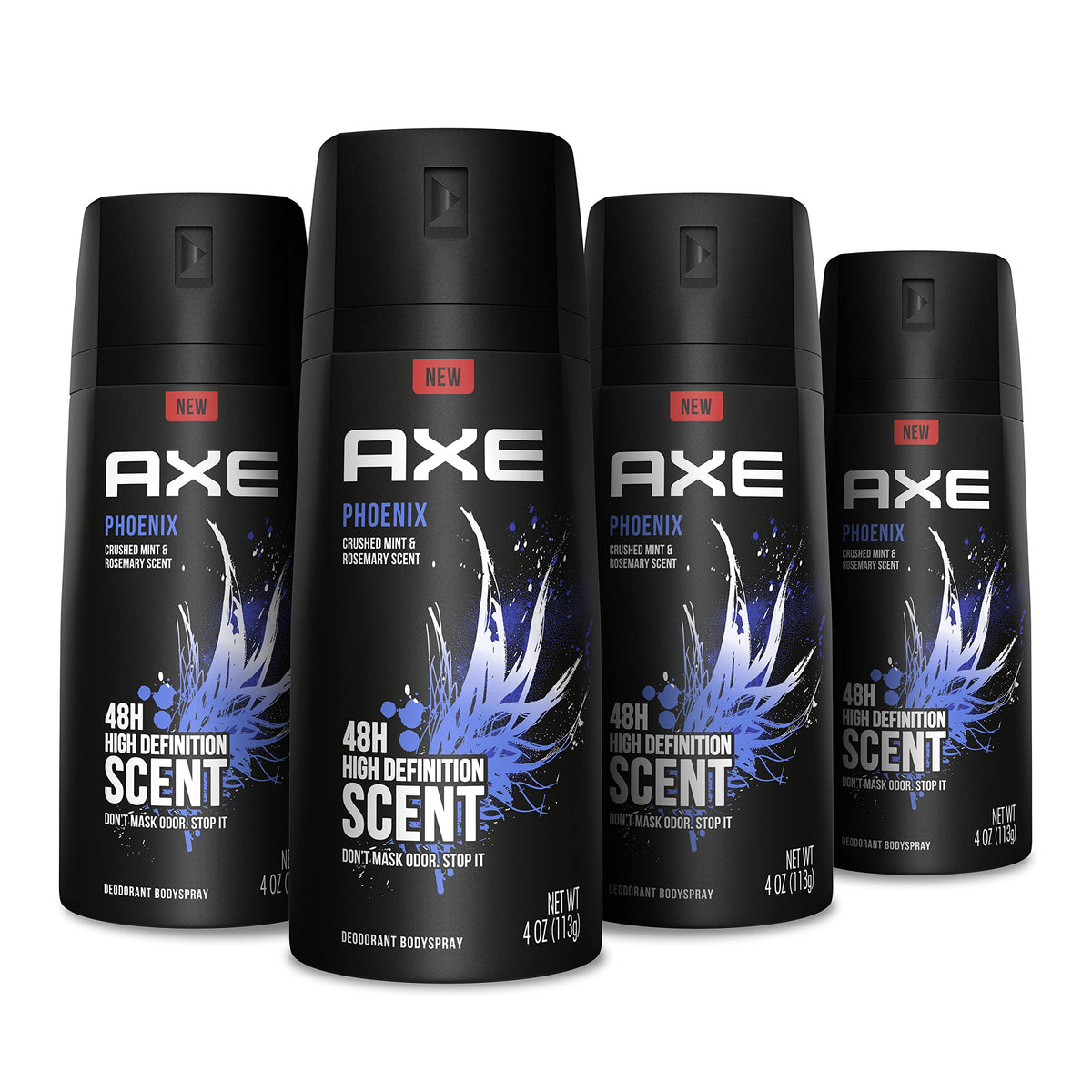 AXE Body Spray Deodorant For Long Lasting Odor Protection, Phoenix Deodorant For Men Formulated Without Aluminum 4oz 4 Count