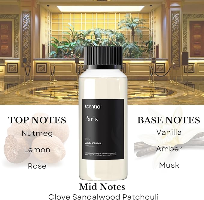 Scentia Paris Muse Diffuser Oil Refill – Hotel Fragrance Oil Inspired by Hotel Costes Paris – 120 mL – Rose, Sandalwood & Clove Long-Lasting Scent for Ultrasonic & Waterless Diffusers, Made in USA