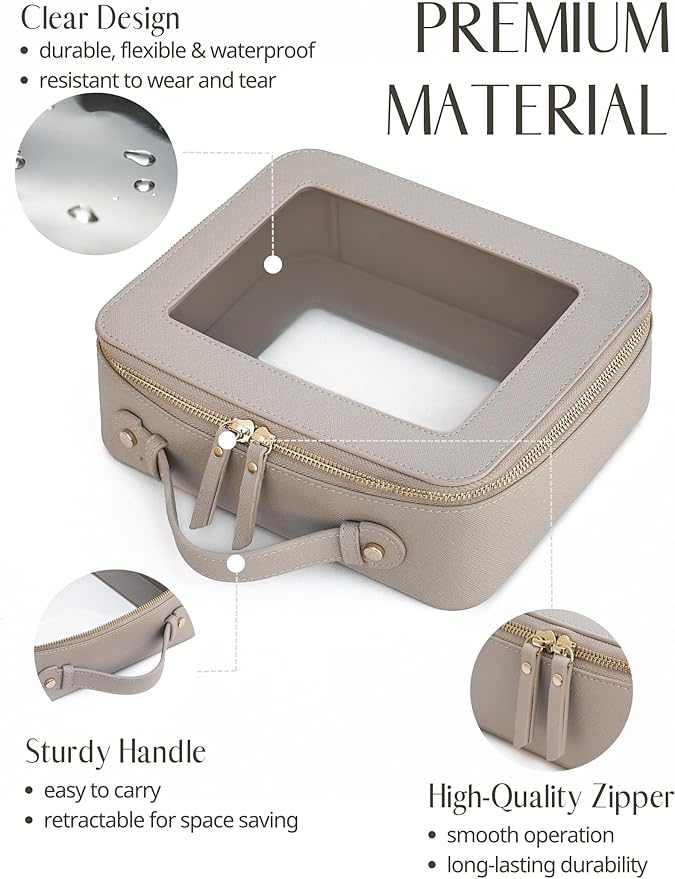 Popvibe Clear Makeup Bag Travel Cosmetic Case Clear Toiletry Bag with Zipper Make Up Organizer Traveling Mahjong Tile Bag Stone Large