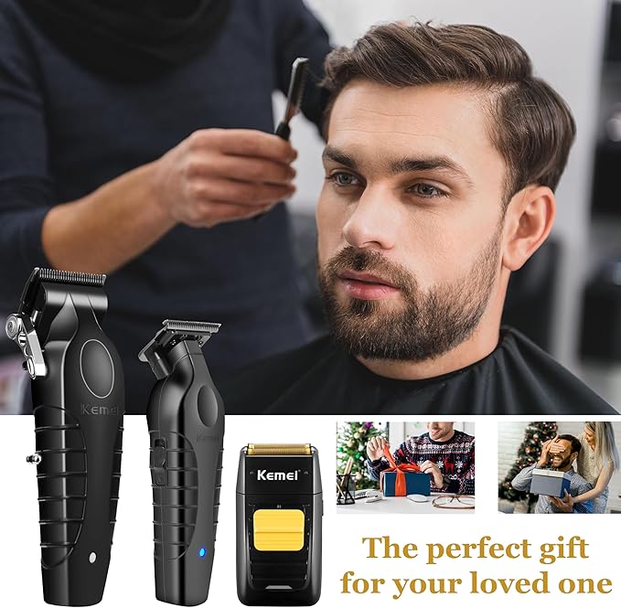 KEMEI Professional Hair Clippers and Trimmers Set Cordless Barber Clippers