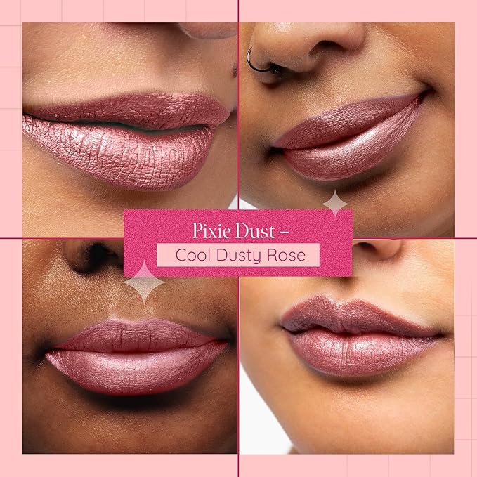 Aromi Dusty Rose Metallic Liquid Lipstick, Rosy Nude Shade