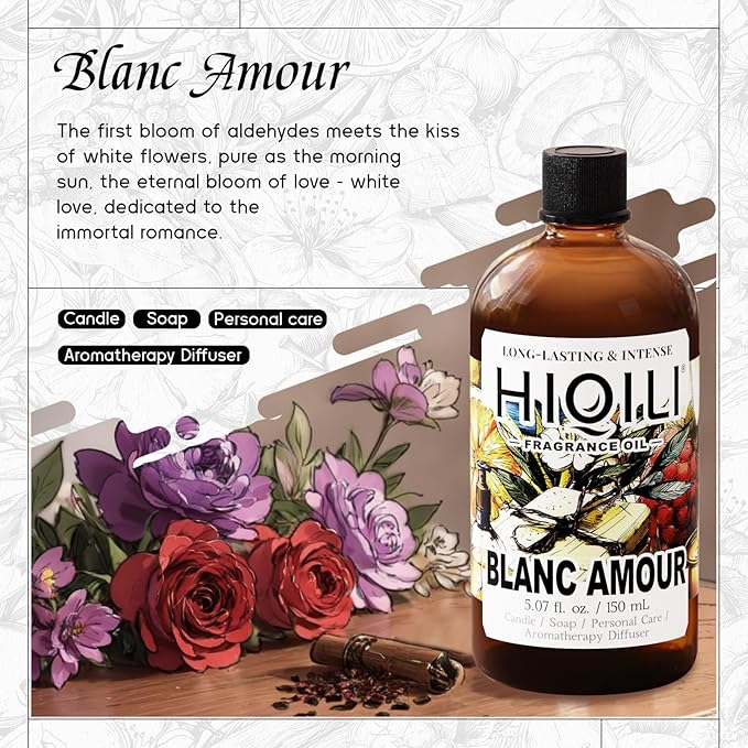 HIQILI Blanc Amour Fragrance Oil for Diffuser, Candle & Perfume Making
