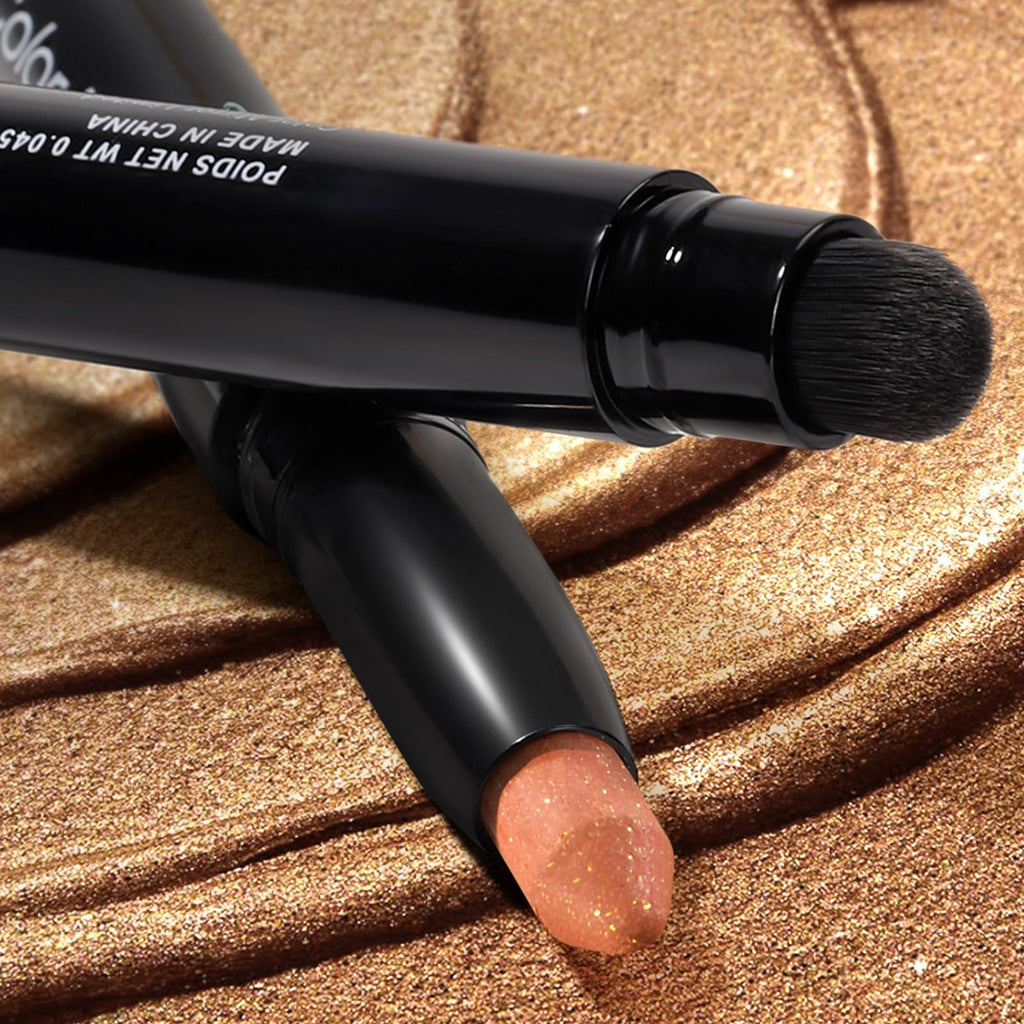 Color Mirror Longwear Cream Eye Shadow Sticks(72 Grapefruit Shimmer),Smudge-Proof, Waterproof Eyeshadow,Silky Formula Glitter With Makeup Brush,Orange Eyeshadow Stick