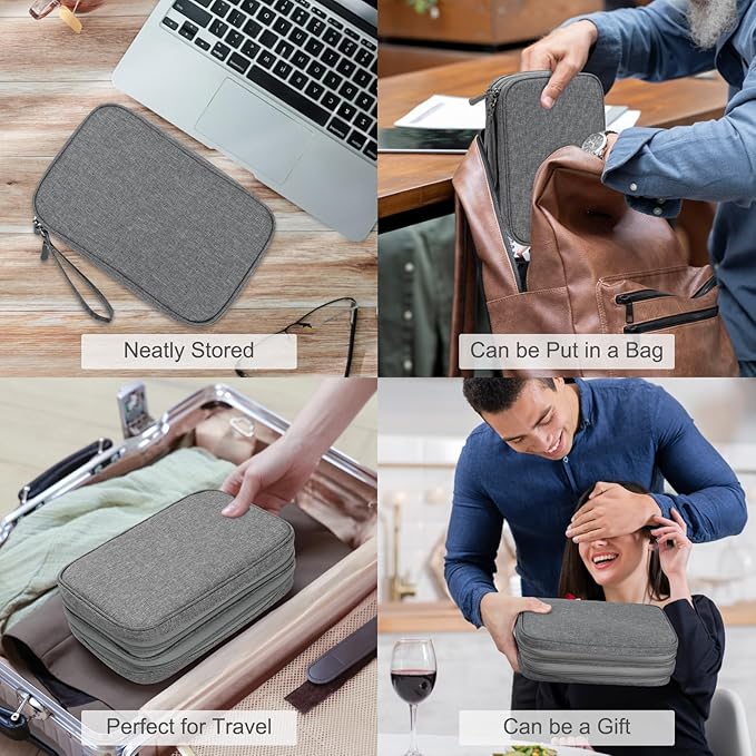 FYY Electronic Organizer, Travel Tech Pouch Bag, Large, Dark Grey