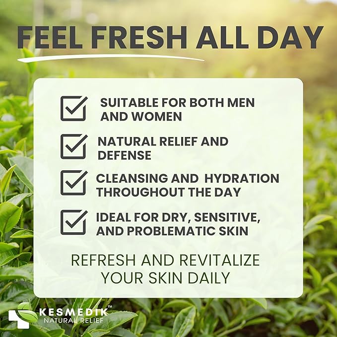 KESMEDIK Tea Tree Body Wash MaxTherapy with Eucalyptus, Aloe & 100% Tea Tree Oil for Skin, Cleans, Soothes and Refreshes Sensitive, Itchy Skin, Body & Foot Soap for Men & Women, 16 fl oz