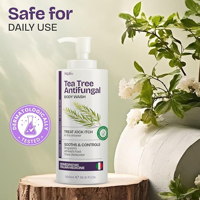 Shailee Antifungal Body Wash with Tea Tree Oil | Eczema Body Wash Treats Ringworm, Back Acne & Jock Itch | Antifungal Soap For Men And Women with 1% Tolnaftate (16.9 Fl Oz Pack of 1)