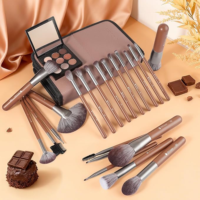 DUcare 22Pcs Makeup Brush Set PRO Makeup Brushes Professional with Bag Premium Synthetic Kabuki Foundation Blending Brush Face Powder Blush Concealers Eye Shadows