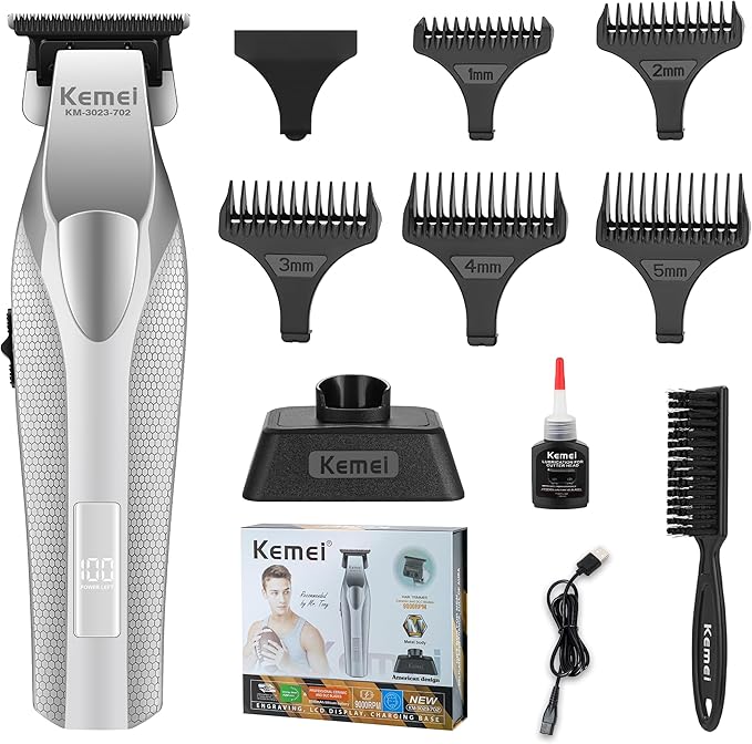 KEMEI Hair Trimmer for Men 9000 RPM Zero Gapped Trimmers for Barbers
