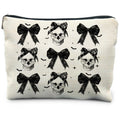 Coquette Gothic Halloween Makeup Bag, Dark Bow Skull Makeup Bag, Spooky Gifts for Women