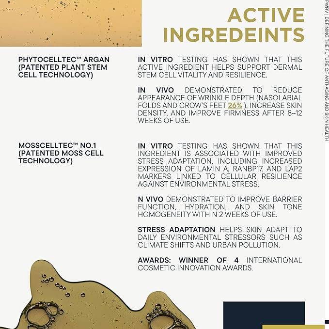 Regenerative Anti Aging Barrier Repair Face Serum for Sensitive Skin - Hydrating Face Moisturizer - Argan Moss Stem Cells - Astaxanthin, Ceramides, Beta Glucan, Squalane - Retinol Alternative - PowerV