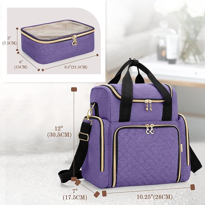 LUXJA Travel Makeup Bag with 2 Removable Makeup Cases, Purple