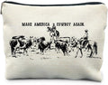 RYYCDOI Western Makeup Bag, Western Gifts for Women, Cowgirl Gifts, Country Girl Gifts, Make America Cowboy Again Vintage Cosmetic Bags Toiletry Bag for Women