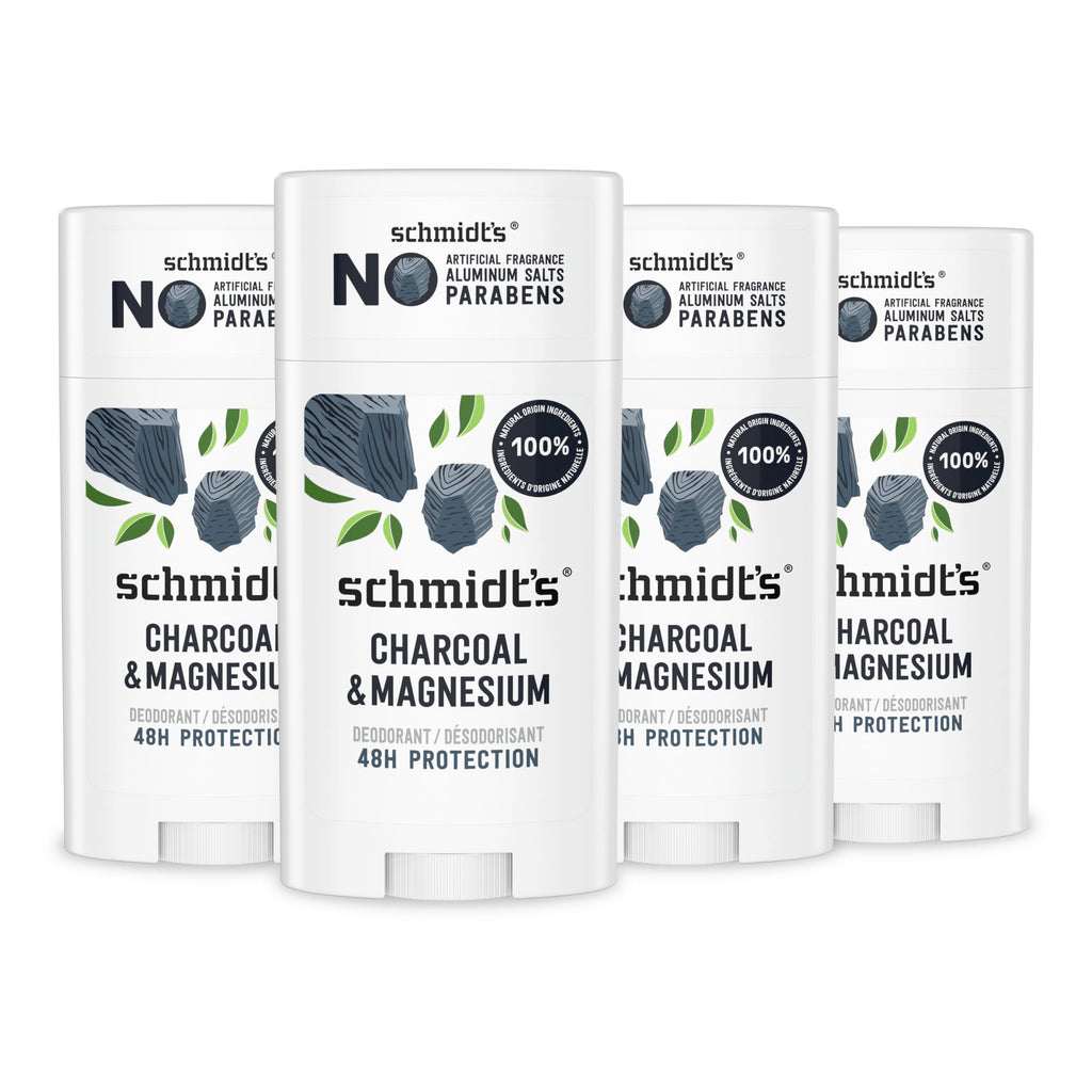 Schmidt's Aluminum-Free Vegan Deodorant Charcoal & Magnesium 2.65 oz 4 ct