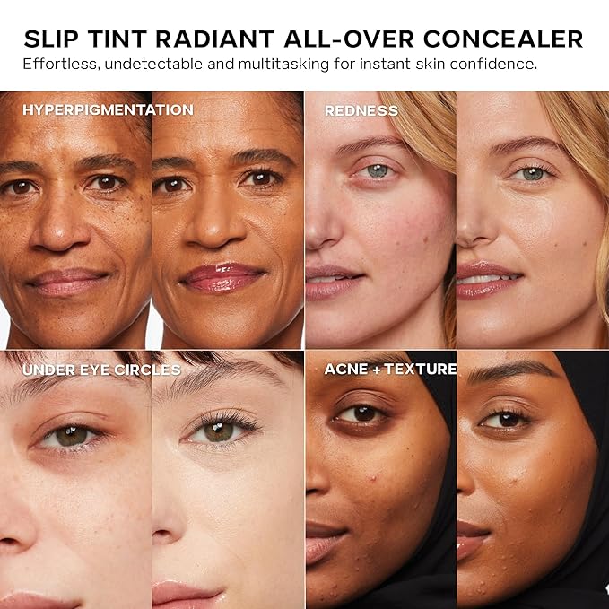 Saie Slip Tint Radiant Cream Concealer & All-Over Face Makeup - Concealer for Dark Circles, Redness & Blemishes - Lightweight Makeup Made with Hydrating Hyaluronic Acid - Shade 11 (0.17 oz)
