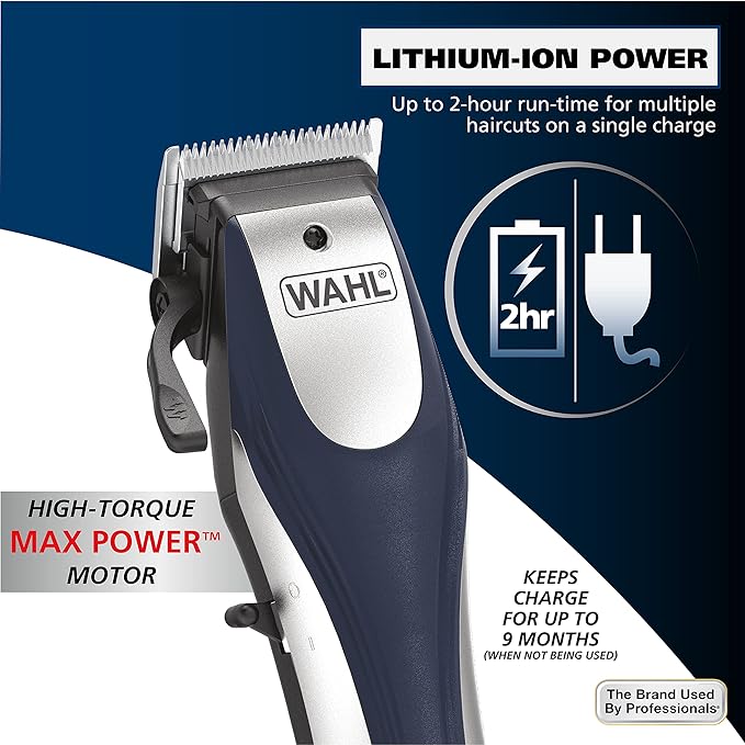 Wahl Lithium Ion Pro Rechargeable Cordless Hair Clippers for Home Haircuts