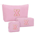 MONSTINA Personalized Initial Makeup Bag for Women,Make Up Case for Girlfriend Bridesmaid Wife,|Personalized Gifts for Women Friends|Cute Toiletry Make Up Traveling Stuff Organizer,Pink X