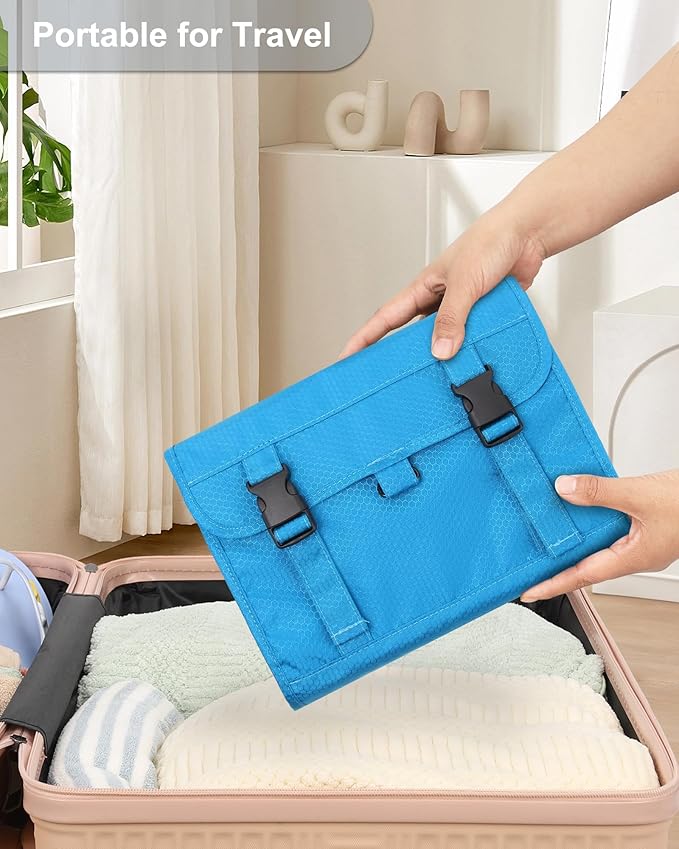 Relavel Travel Hanging Toiletry Bag for Women Men with Hanging Hook, Blue