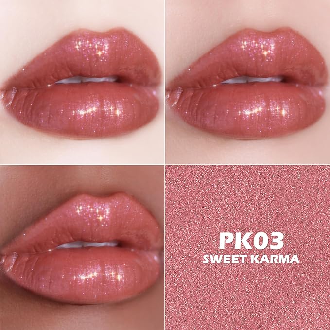 FOCALLURE Shimmer Metallic Lipstick, Non-Drying Hydrating Formula, Fuller-Looking Lips, High Pigment Sparkly Lip Color, Back to School Gift, Sweet Karma