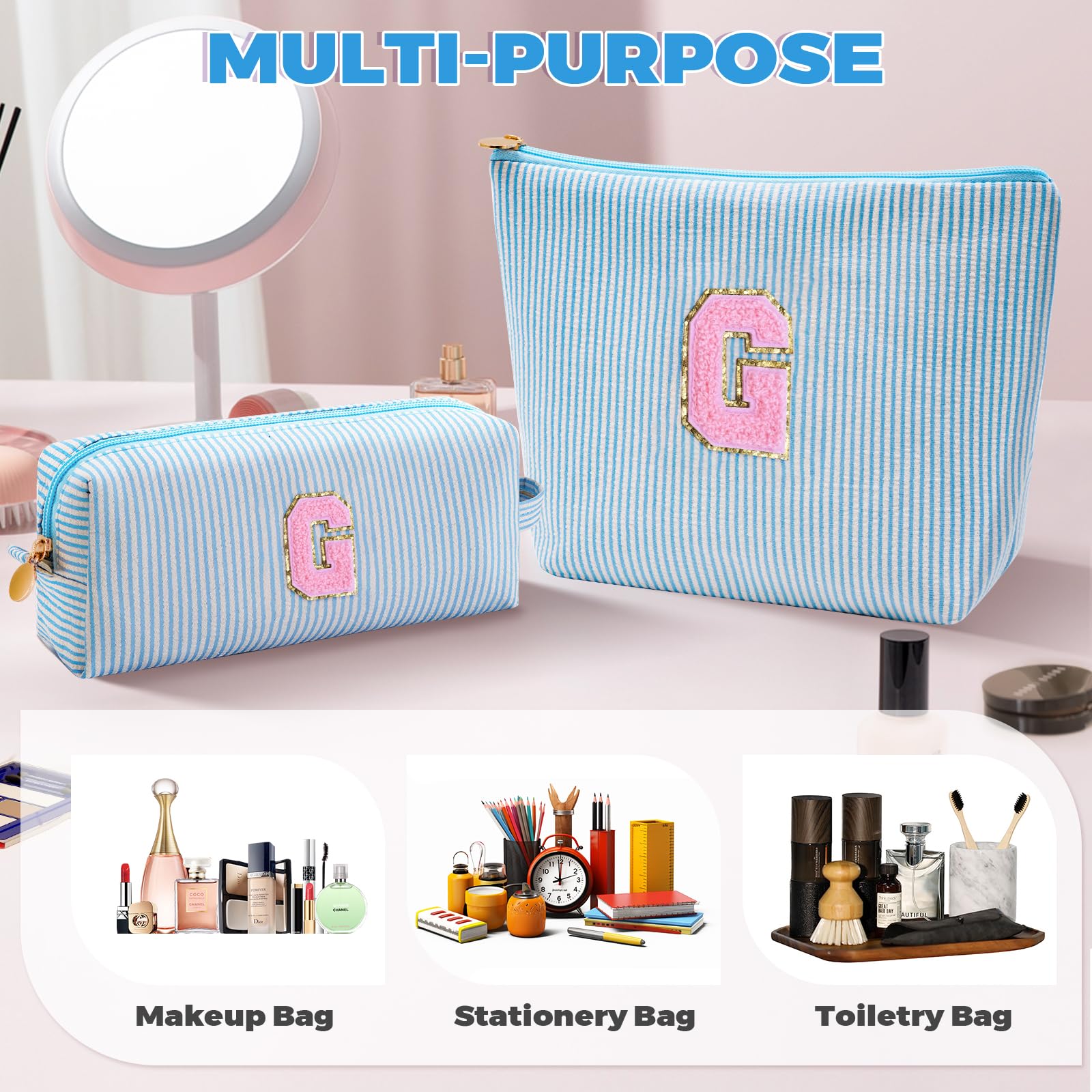 Btffitting Gifts for Teen Girls Women - Birthday Gifts for 10 11 12 13 14 15 16 17 18 Years Old Girl,Makeup Bag Cosmetic Bag,Teacher Gift Trendy Stuff Toiletry Bag - Blue,G