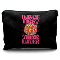 Nogrit Dancer Makeup Bag,Dance First Think Later Trendy Hot Pink Disco Ball Inspirational Makeup Travel Toiletry Bag,Dancing Gifts for Women,Gifts for Dance Lovers
