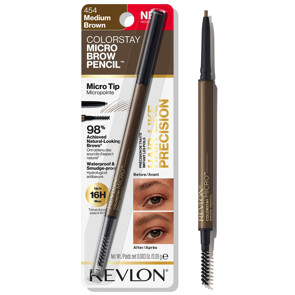 Revlon ColorStay Micro Brow Pencil, 454 Medium Brown, 0.003 oz