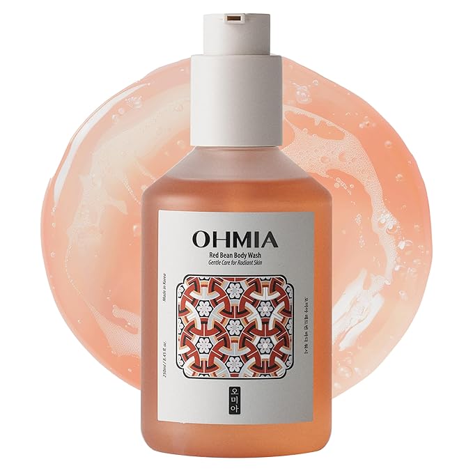 OHMIA Red Bean Korean Body Wash for Women - Hydrating Shower Gel for Dry & Sensitive Skin, Tangerine & Orchid Scent, Skincare-Grade K-Beauty Cleanser, Vegan, 8.45 fl oz