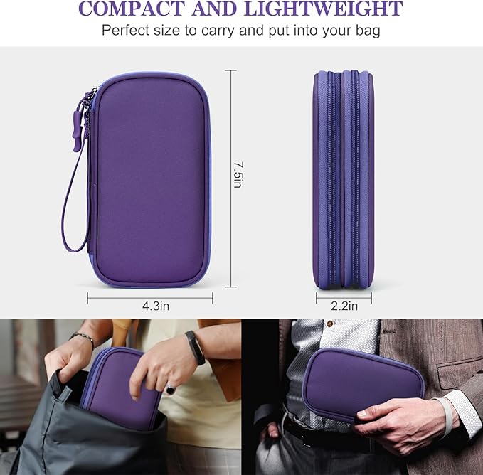 FYY Electronic Organizer, Travel Tech Pouch Bag, Cable Organizer Purple