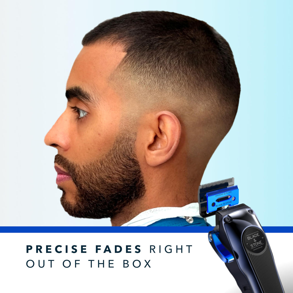 Blade & Stone™ Professional Barber Hair Clippers for Men PC801 Clipper | Diamond-S™ Blade | Micro-Gap Tech | Professional 7200 RPM Digital Motor, All-Metal, Cordless Clippers - Dark Night