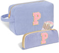 Sernaxi Personalized Initial Makeup Bag Trendy Stuff Corduroy Cosmetic Bag Travel Toiletry Bag, Valentine’s Day Gift Makeup Organizer Case & Makeup Pouch for Women Teen Girls Mom Girlfriend Wife