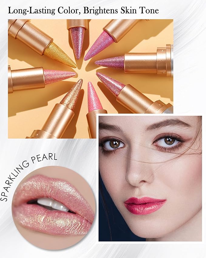 Red Glitter Lipstick Lip Liner,Shimmer Metallic Matte Lip Stain Tint