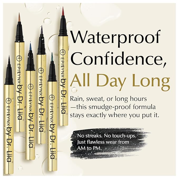EPILYNX Liquid Eyeliner Gift Set, Waterproof Vegan, 6 Shimmer Shades