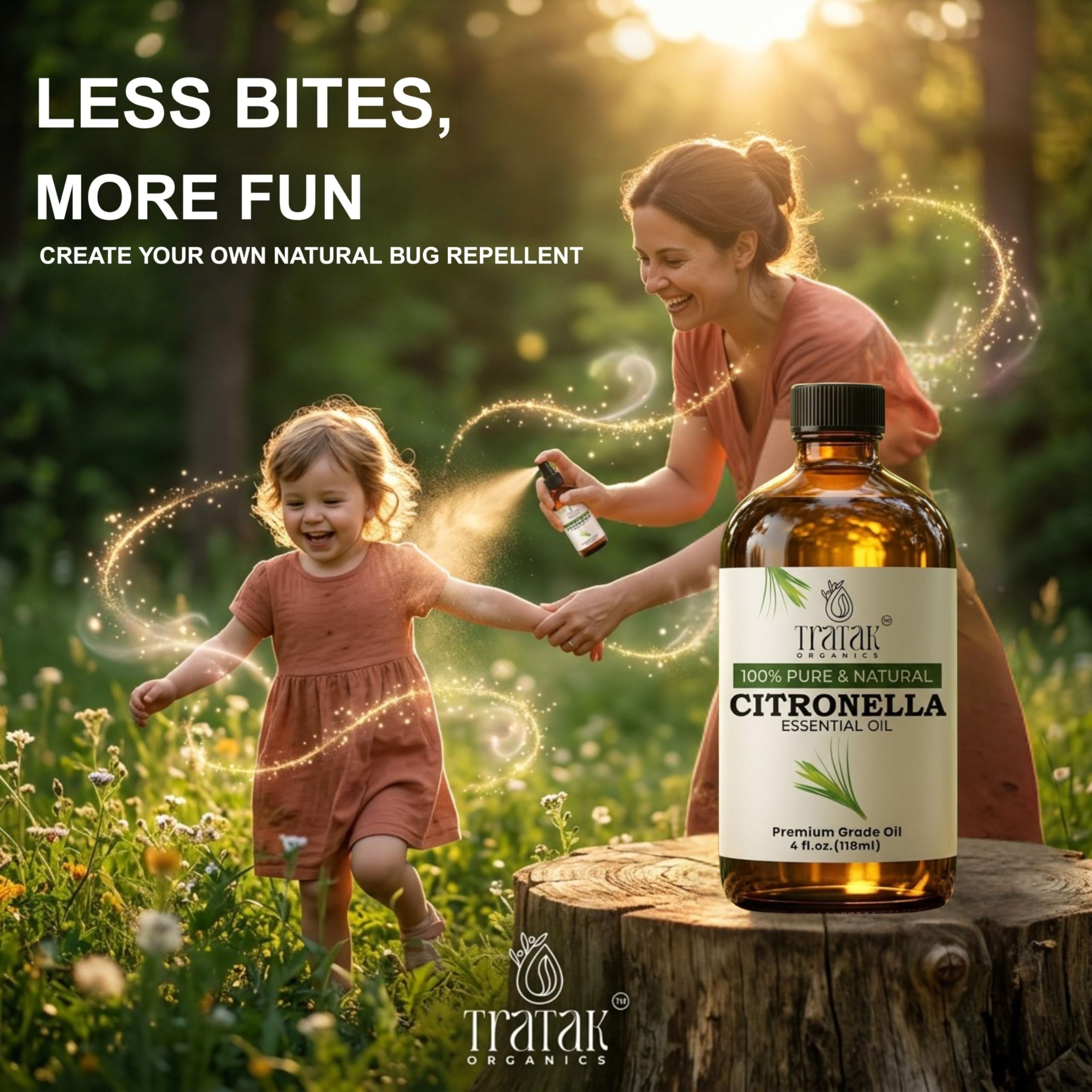 TRATAK ORGANICS Citronella Essential Oil – 4 Fl Oz – 100% Pure and Natural Citronella Oil for Diffuser and Aromatherapy, Skin, Massage, Candle and Soap Making Fragrance - with Dropper