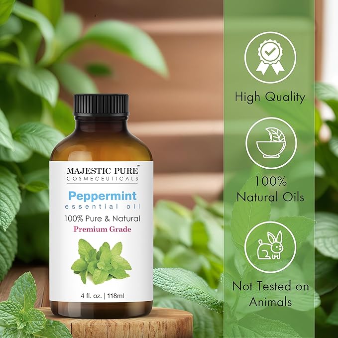Majestic Pure Peppermint Essential Oil for Diffuser - 4 Fl Oz (Pack of 2)