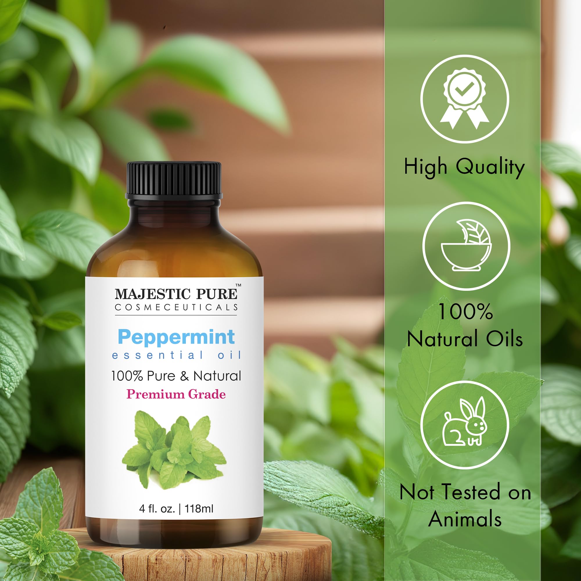 Majestic Pure Peppermint Essential Oil for Diffuser - 4 Fl Oz (Pack of 2)